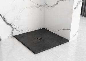 Rea BLACK ROCK- Akrylátová sprchová vanička 90 x 90 x 3,5 cm + sifón, čierna, REA-K4581