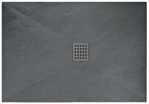 Rea GREY ROCK- Akrylátová sprchová vanička 80 x 100 x 3,5 cm + sifón, šedá, REA-K4582