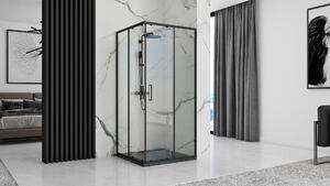 Rea BLACK ROCK- Akrylátová sprchová vanička 90 x 90 x 3,5 cm + sifón, čierna, REA-K4581