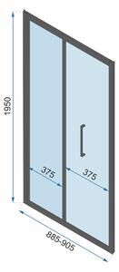 Rea Rapid Fold - sprchovací kút so skladacími dverami 80(dvere) x 80(stena) číre sklo, čierny profil, KPL-09898