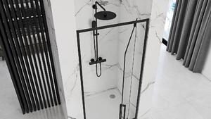 Rea Rapid Swing, jednokrídlové výklopné sprchové dvere 90 x 195 cm, 6mm číre sklo, čierny profil, REA-K6409