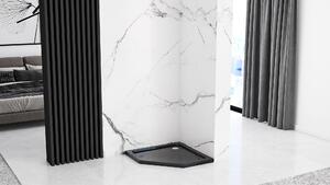 Rea - DIAMOND BLACK päťuholníkový sprchový kút 100 x 100 cm, čierny matný, číre sklo, REA-K5623