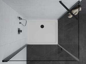 Mexen Pretoria, sprchovací kút 90 (dvere) x 110 (stena) cm, 6mm číre sklo, čierny profil + biela sprchová vanička, 852-090-110-70-00-4010B