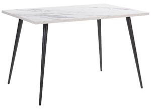 Jedálenský stôl biela mramorový efekt čierne kovové nohy 120 x 80 cm obdĺžnikový tvar pre 4 osoby moderný glamour štýl kuchyňa jedáleň