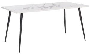 Jedálenský stôl biela mramorový efekt čierne kovové nohy 160 x 80 cm obdĺžnikový tvar pre 6 osôb moderný glamour štýl kuchyňa jedáleň