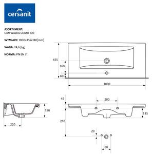 Cersanit COMO - skrinkové umývadlo 100cm, K32-016-EX1