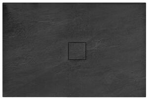 Rea BLACK STONE - Kamenná sprchová vanička 80 x 100 x 3,5 cm + sifón, čierna, REA-K9756