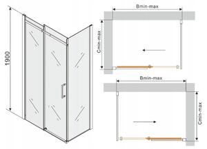 Mexen Omega, sprchovací kút s posuvnými dverami 160 (dvere) x 70 (stena) cm, 8mm sklo, chrómový profil-šedé sklo, 825-160-070-01-40