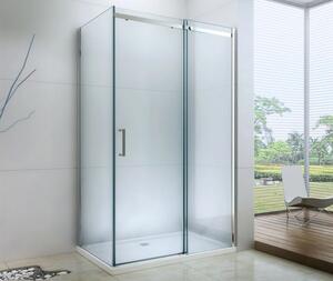 Mexen Omega, sprchovací kút s posuvnými dverami 150 (dvere) x 70 (stena) cm, 8mm sklo, čierny profil-číre sklo, 825-150-070-70-00