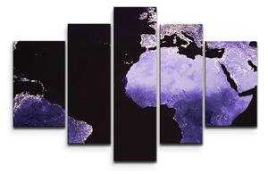 Sablio Obraz - 5-dílný Světelná Mapa sveta - 125x90 cm