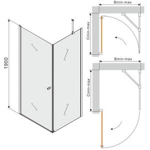 Mexen PRETORIA sprchovací kút 60x80cm, 6mm sklo, chrómový profil-číre sklo, 852-060-080-01-00