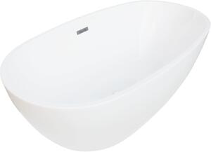 MEXEN - Eris vaňa voľne stojaca, 155 x 80 cm - biela, prepad - chróm - 53441558000