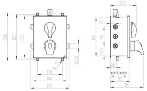 Novaservis Metalia 57 Podomietková termostatická batéria s boxom 3 vývody, chróm, BOX57052RXT,0