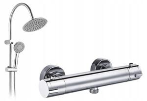Mexen KAI - sprchový set s hornou sprchou, nástennou termostatickou batériou so spodnym pripojenim sprchy, chróm, 77100-00 + PG7 20OX