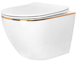REA – Závesná WC misa Carlo Mini Flat - biela/zlatá