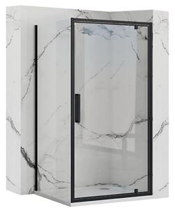 Rea Rapid, bočná sklenená stena ku sprchovému kútu 80 x 195cm, 6mm číre sklo, čierny profil, REA-K6421
