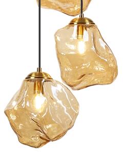 Závesné svietidlo na lanku CRISTAL 5xE14/15W/230V mosadz/dymovo-béžová