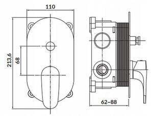 Cersanit Inverto - podomietková batéria, 2-výstupová , chrómová-čierna, S951-313