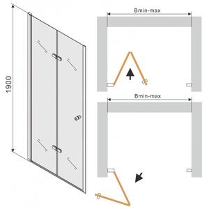Mexen Lima, skladacie sprchové dvere do otvoru 95 x 190 cm, 6mm číre sklo, chrómový profil, 856-095-000-01-00