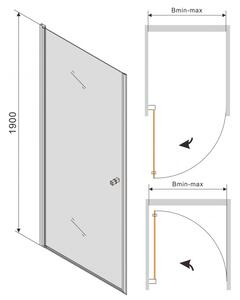 Mexen PRETORIA sprchové dvere do otvoru 70 cm, šedé, 852-070-000-01-40