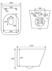 Mexen TEO Rimless závesná wc misa 51 x 34,5 cm, biela, 3385XX00