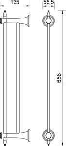 Novaservis Dvojitý držiak uterákov RETRO - chróm - 65,6x5,6x13,5 cm