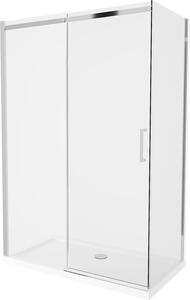Mexen Omega, sprchovací kút s posuvnými dverami 140 (dvere) x 70 (stena) cm, 8mm číre sklo, chrómový profil + slim sprchová vanička 5cm,…