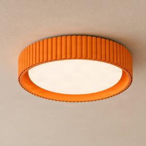 Lindby Stropné LED svetlo Colbie, oranžové s rebrovaním, Ø 46 cm, stmievateľné., Žltá / oranžová, Obývacia izba / jedáleň, Štýl mladých, Závesné svietidlo