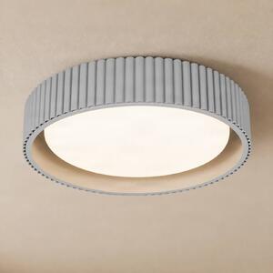 Lindby Stropné LED svetlo Colbie, sivé s rebrovaním, Ø 46 cm, stmievateľné., Hliník / sivá / zinok, Obývacia izba / jedáleň, Štýl mladých, Závesné svietidlo