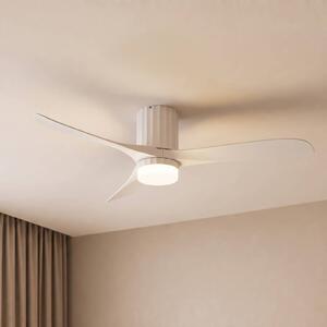 Lucande Stropný ventilátor LED Novri, biely, Ø 132 cm,, Biela / opálová, Obývacia izba / jedáleň, Moderný