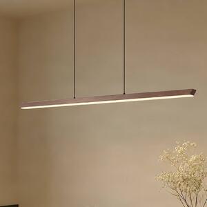 Lucande LED závesné svietidlo Solvar, 117 cm, hnedá, stmievateľné, Hnedá / hrdzavá, Obývacia izba / jedáleň, kov