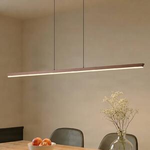 Lucande LED závesné svietidlo Solvar, 158 cm, hnedá, stmievateľné, Hnedá / hrdzavá, Obývacia izba / jedáleň, kov