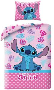 Ružové bavlnené posteľné obliečky Stitch - motív z rozprávky Lilo a Stitch - 100% bavlna - 70 x 90 cm + 140 x 200 cm