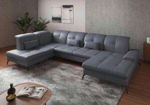 SEDACIA SÚPRAVA, textil, koža, sivomodrá Sit & More - Sedačky, Online Only