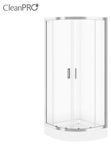 Cersanit Arteco, štvrťkruhový sprchový kút s posuvnými dverami 90 (dvere) x 90 (dvere) x 190cm, 5mm číre sklo, chrómový profil, S157-002