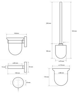 Sapho X-STEEL WC kefa závesná, mliečne sklo, nerez mat
