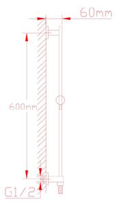 Sapho Sprchová tyč s vývodom vody, posuvný držiak, 600mm, chróm