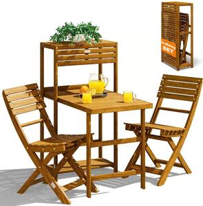 Balkónový set PATIO, 3-dielny, prírodné drevo Casaria