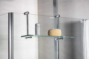 Sapho Závesná sklenená polička na sprchovú zástenu 400x180x125mm, chróm