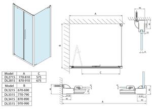 Polysan, LUCIS LINE sprchová bočná stena 700mm, číre sklo, DL3215