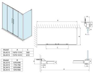 Polysan, LUCIS LINE sprchové dvere 1600mm, číre sklo, DL4315