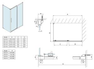 Polysan, LUCIS LINE sprchová bočná stena 800mm, číre sklo, DL3315