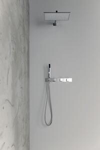 Sapho Podomietková termostatická batéria s držiakom ručnej sprchy, 2 výstupy, hranatá, chróm