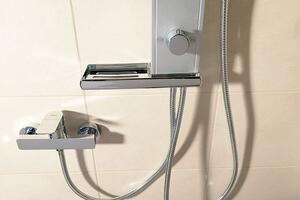 Aqualine ROME sprchový stĺp na napojenie na batériu, hlavová, ručná sprcha, hliník