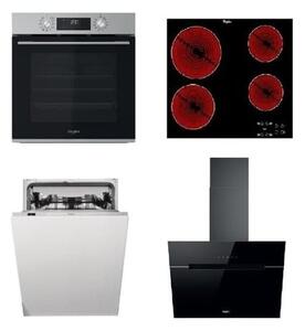 Whirlpool rúra OMK58CU1SX + sklokeramická varná doska AKT8090NE + vstavaná umývačka riadu 60cm WIC3C26F + komínový odsávač pár 60cm WHVP62FLTSK