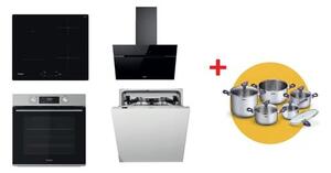 Whirlpool rúra OMK58CU1SX + indukčná varná doska WSQ7360NE + komínový odsávač WHVP62FLTSK + vstavaná umývačka riadu WIC3C26F SETWH28