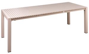 Rozkladací záhradný stôl piesková béžová hliníkový 160/220 x 90 cm povrch s práškovým lakovaním moderný vonkajší nábytok