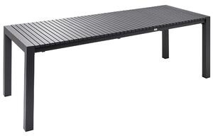 Rozkladací záhradný stôl tmavosivý hliníkový 160/220 x 90 cm povrch s práškovým lakovaním moderný vonkajší nábytok