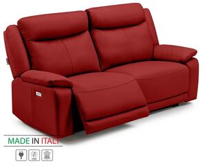 Zltahala.sk Kožená pohovka CONTINENTAL s elektrickou funkciou relax 2P, elektrické, červená (rosso 304)