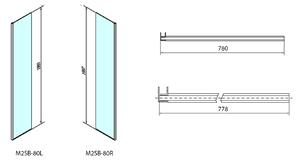 Polysan, MODULAR SHOWER prídavný panel na inštaláciu na stenu modulu 2, 800 mm, pravý, MS2B-80R